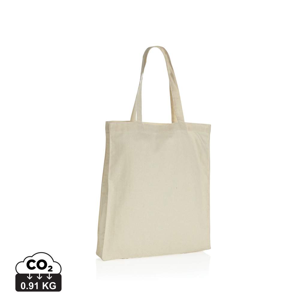 Tote bag soufflet coton recyclé publicitaire 145g Impact Blanc cassé